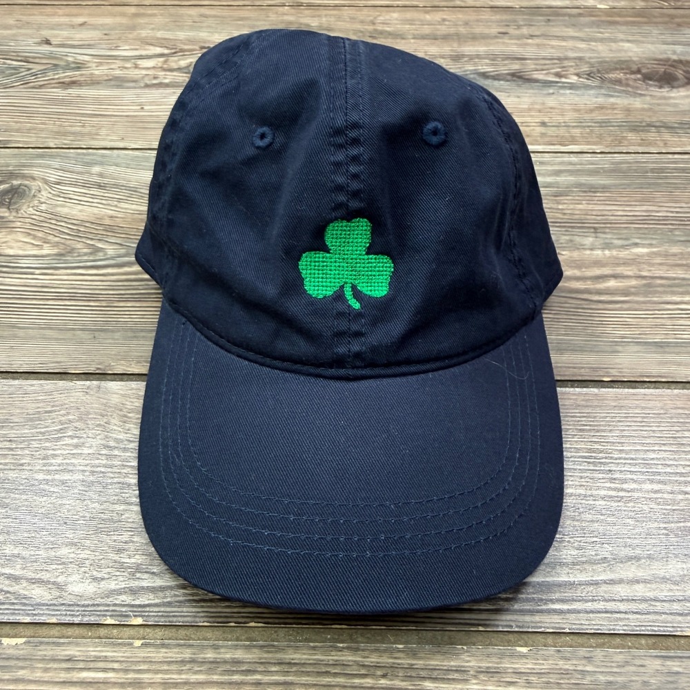 Collars & Co. Mens Baseball Cap Navy Blue Shamrock Embroidered Adjustable